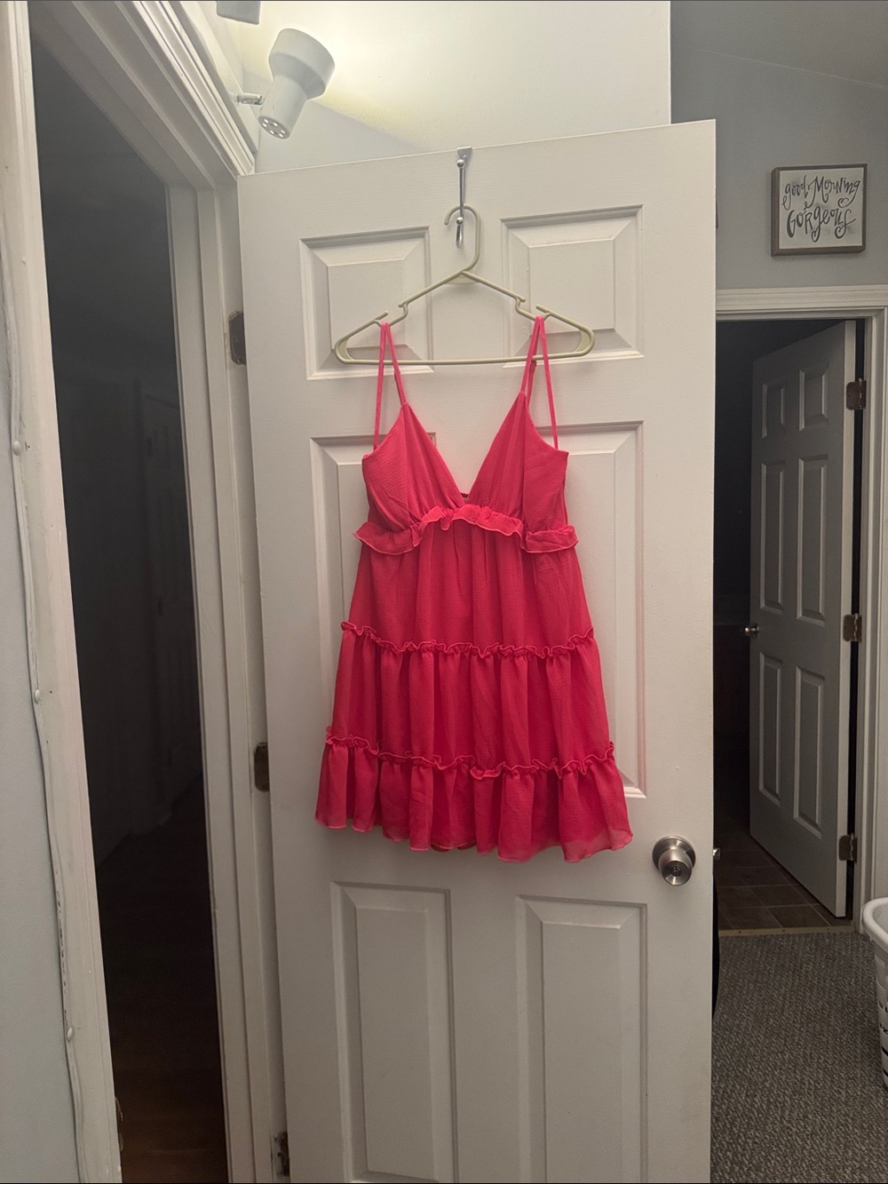 Bright Pink Ruffle Mini Dress
